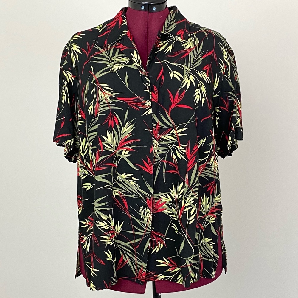 Liz Claiborne Botanical Print Button Down Sz 14
